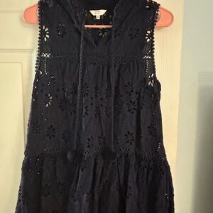 Crown & Ivy Navy Eyelet shirt